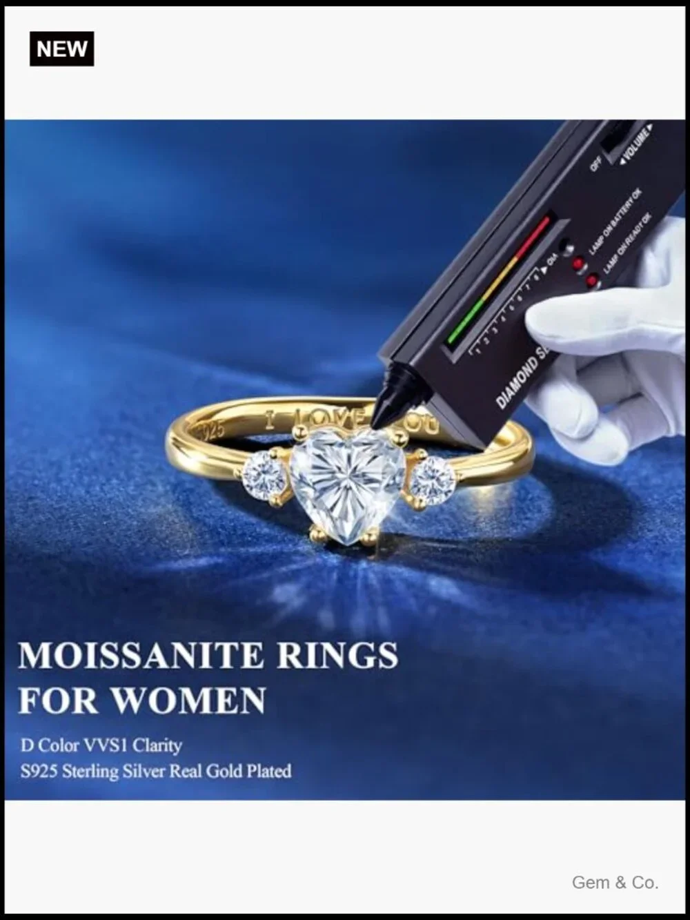 1.14ct Heart Cut Moissanite Engagement Ring S925 Sterling Silver